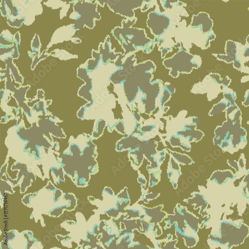 Vector geometric floral  vector bleeding madras oil green beige linen textures seamless pattern design striped textured. jacquard weave or print  design