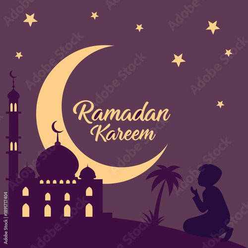 A solid dark purple background dominates the image with a small bright yellow square in the upper right corner