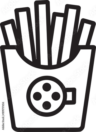 French fries snack food line icon vector illustration