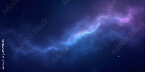 Blue Purple Nebula Wave Background with Cosmic Energy Flow Abstract Space Galaxy Design