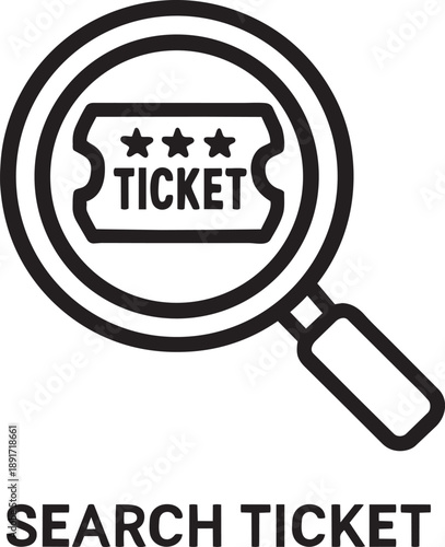 Search ticket booking loupe line icon vector illustration