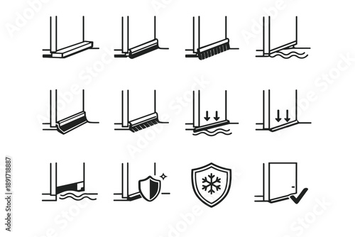 Seal icons logic sweep coverage cue icon bottom door draft threshold efficiency