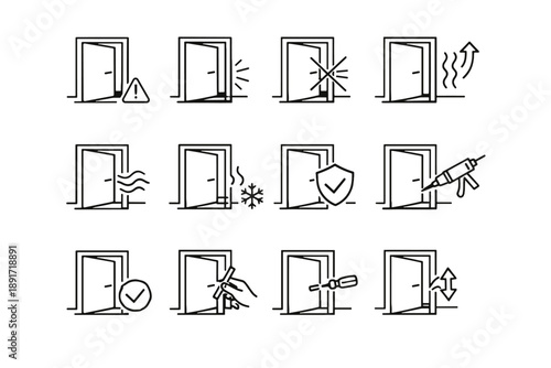 Awareness crossed logic loss seal light vector door icon heat gap warning