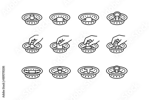 Usability calm sink easy removal focus cleaning vector icons maintenance icon strainer