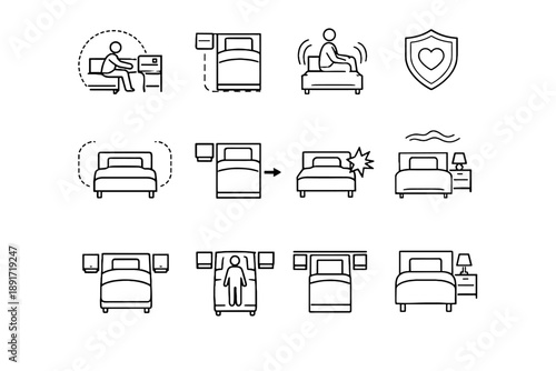 Safety icon movement avoidance collision logic focus vector minimalist night bedside beside