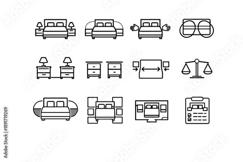 Minimalist balance icons vector focus equal shared logic bedside mirrored access icon