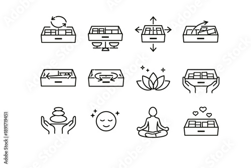 Icons habit vector icon mindful calm drawer arrows kitchen upkeep cue rebalancing