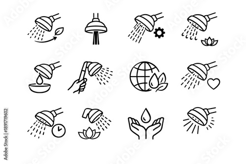 Vector stream alignment mindful concentrated icon focus use angle shower set calm