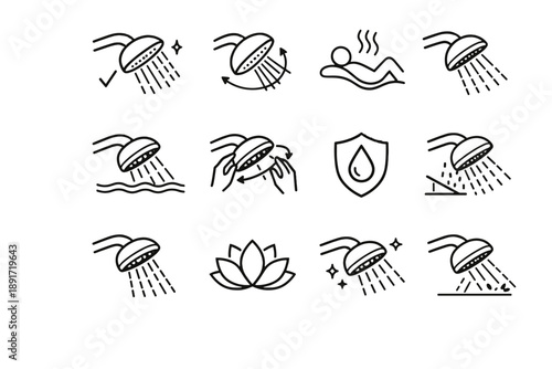 Mindset ease functional vector head quiet shower living icon calm bathroom tuning