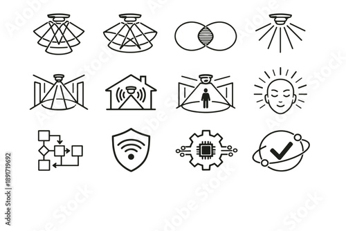 Icon logic strategy hallway reliability calm icons overlap focus sensor vector intersecting