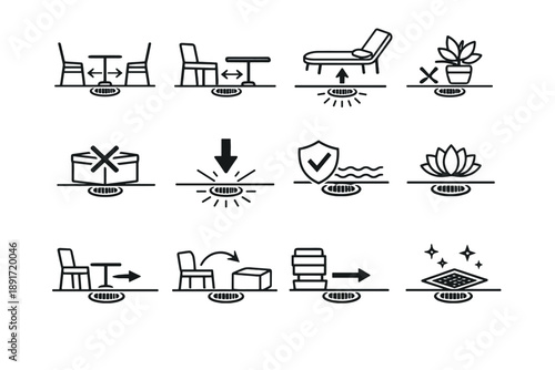 Balcony obstruction vector avoidance drain outdoor from placement icon calm icons away