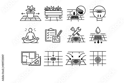 Pot icon focus icons drain raised planter planning clearance balcony zone vector
