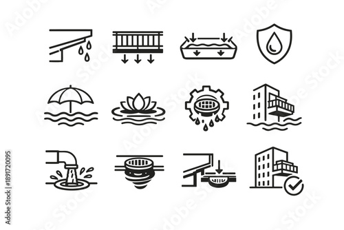 Runoff arrows vector railing silhouette safety icons icon edge protection balcony drain