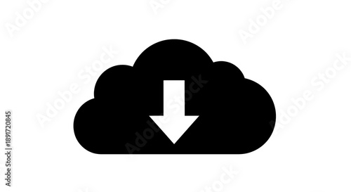 A black cloud icon with a downward arrow representing data download from cloud storage