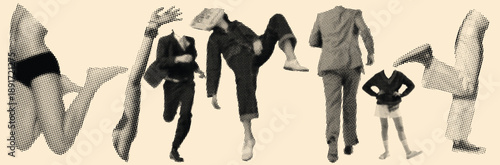 Haftoon Effect Human Motion Halftone Illustration