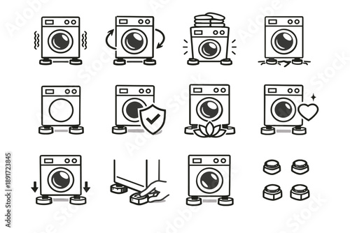 Scenario cue icon vector machine stability logic rapid washing rotation stress spin