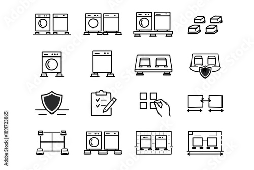 Vibration pads isolation shared focus logic icon vector layout appliance floor silhouettes