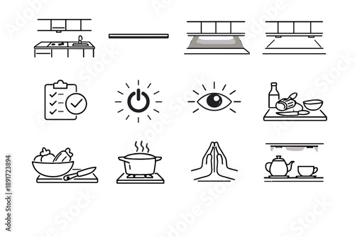 Icon strip vector visibility icons baseline focus counter lighting interior awareness kitchen