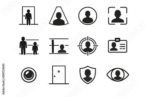 Person view door icons icon calm peephole focus vector visitor centered cone