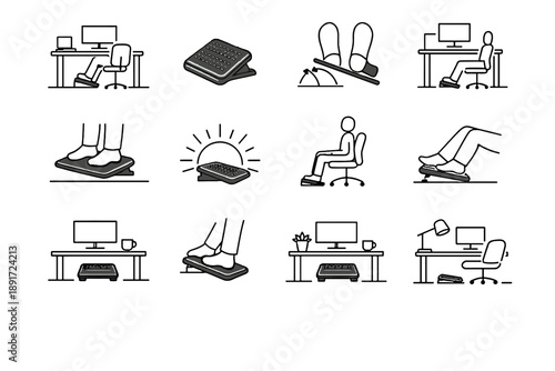 Awareness desk icon ergonomic vector comfort calm silhouette workspace angle work