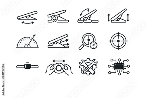 Minimalist accuracy hinge arrows angle calm mechanism icon icons logic vector desk