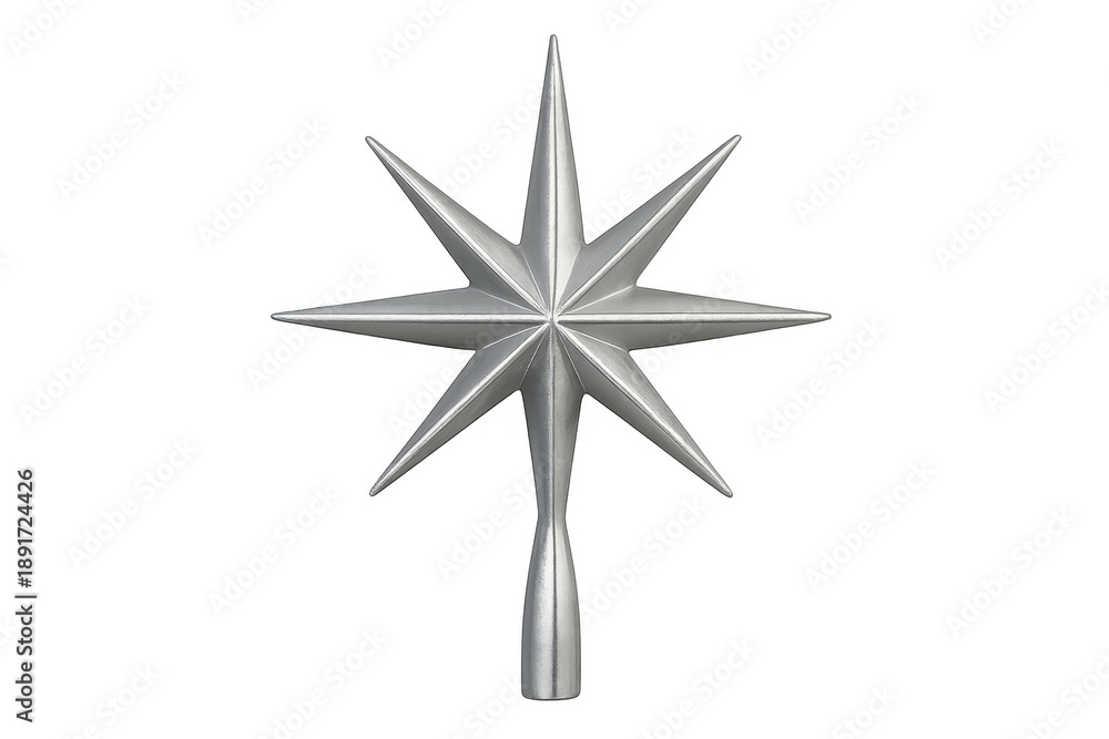 Fototapeta premium Silver christmas star tree topper decoration for holidays