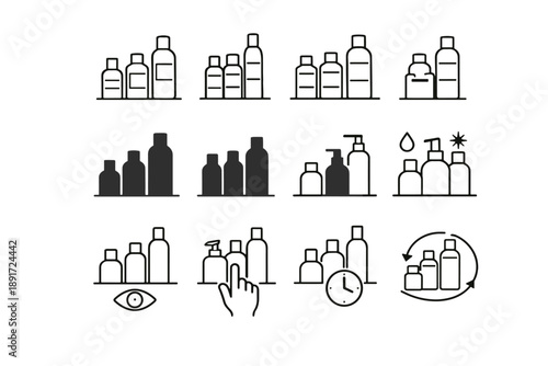 Vector shower minimalist focus silhouette identification logic icon visibility routine bottle clarity