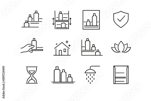Quiet intentional clutter reduced vector organization visual shower icon mindset culture minimalist