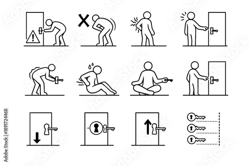 Awareness correction icon icons placement calm discomfort silhouette ergonomic vector back bent