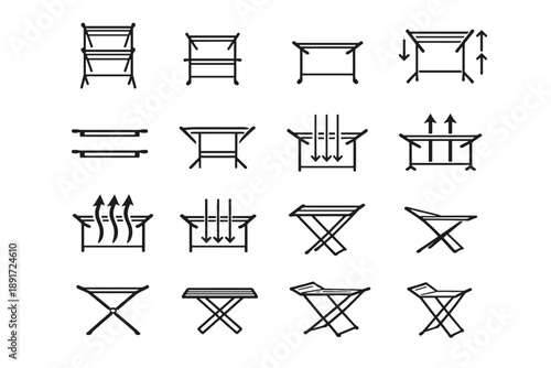 Laundry efficiency upper tier icons bars vertical airflow silhouette rack vector focus