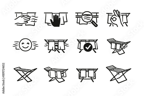 Pass icons hand laundry icon setup airflow focus rack calm gap vector