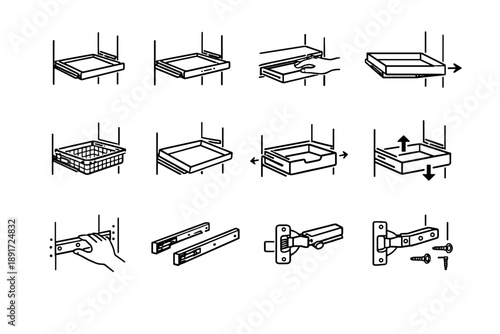 Usability alternative vector hardware improvement shelf icon icons logic wardrobe sliding access