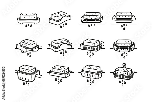 Icon kitchen placement silhouette logic calm rim position vector icons sink sponge