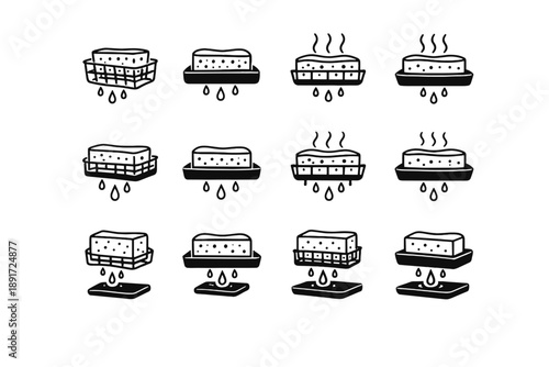 Kitchen open holder vector focus release icon silhouettes vs solid choice sponge