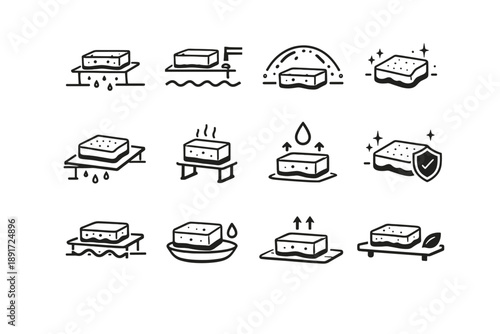 Placement from vector water distance sponge focus hygiene icon silhouette arc kitchen