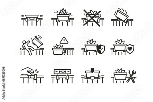 Minimalist correction vector loose fall balcony icons calm wobbling awareness planter logic