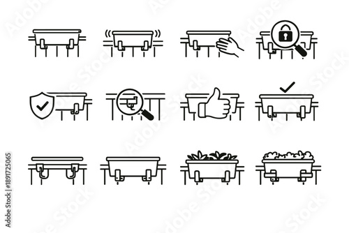 Vector icon planter focus nudging verification calm security balcony rail test confirmation