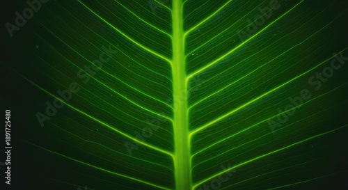 A detailed close-up of lush, vibrant green foliage from a healthy plant, showcasing the intricate natural patterns and textures of the leaf surface ,health ,outdoor ,pattern