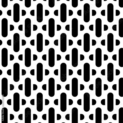 Black and white halftone pattern with elongated oval dots in diamond grid arrangement, geometric texture vector illustration.