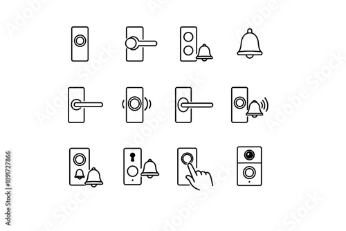 Doorbell design facade bell icon harmony consistent vector logic calm minimalist height