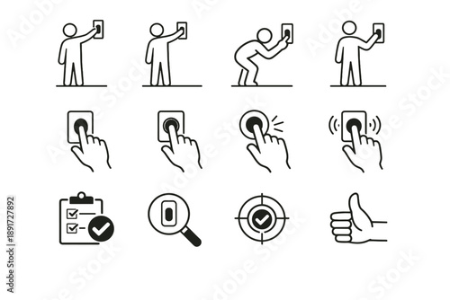 Reach check line hand confirmation minimal calm usability silhouette icon vector art