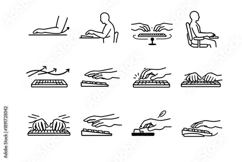 Bent elbow ergonomic logic desk icon load icons focus vector calm sharing