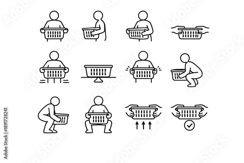 Ergonomics vector laundry basket silhouette icons option icon focus calm sides stability