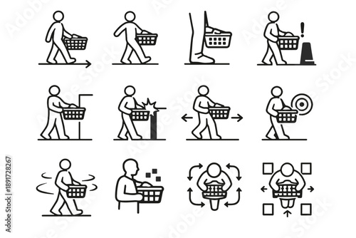 Prevention laundry logic movement vector walking clearance icons icon spatial awareness near