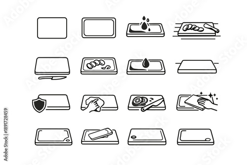 Food focus board cutting vector icon prep overview mindful set kitchen use