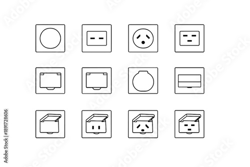 Power level faceplate calm socket minimalist vector icon cover alignment focus flush