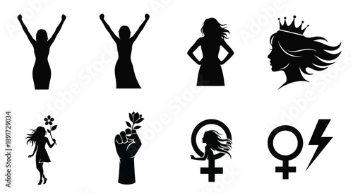 Empowering silhouettes of women representing strength and freedom