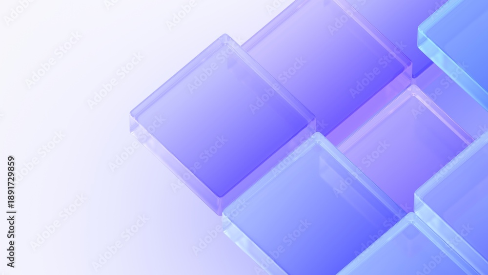 Fototapeta premium Abstract background design, geometric composition with purple glass cubes, 3d render