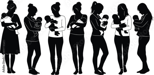 Silhouette People Reading Book Education Learning Knowledge Study Student Library Isolated Minimal Black White Vector Illustration