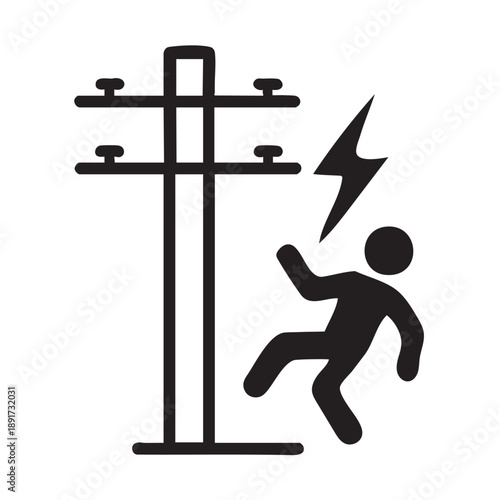 Electric pole shock hazard pictogram for safety